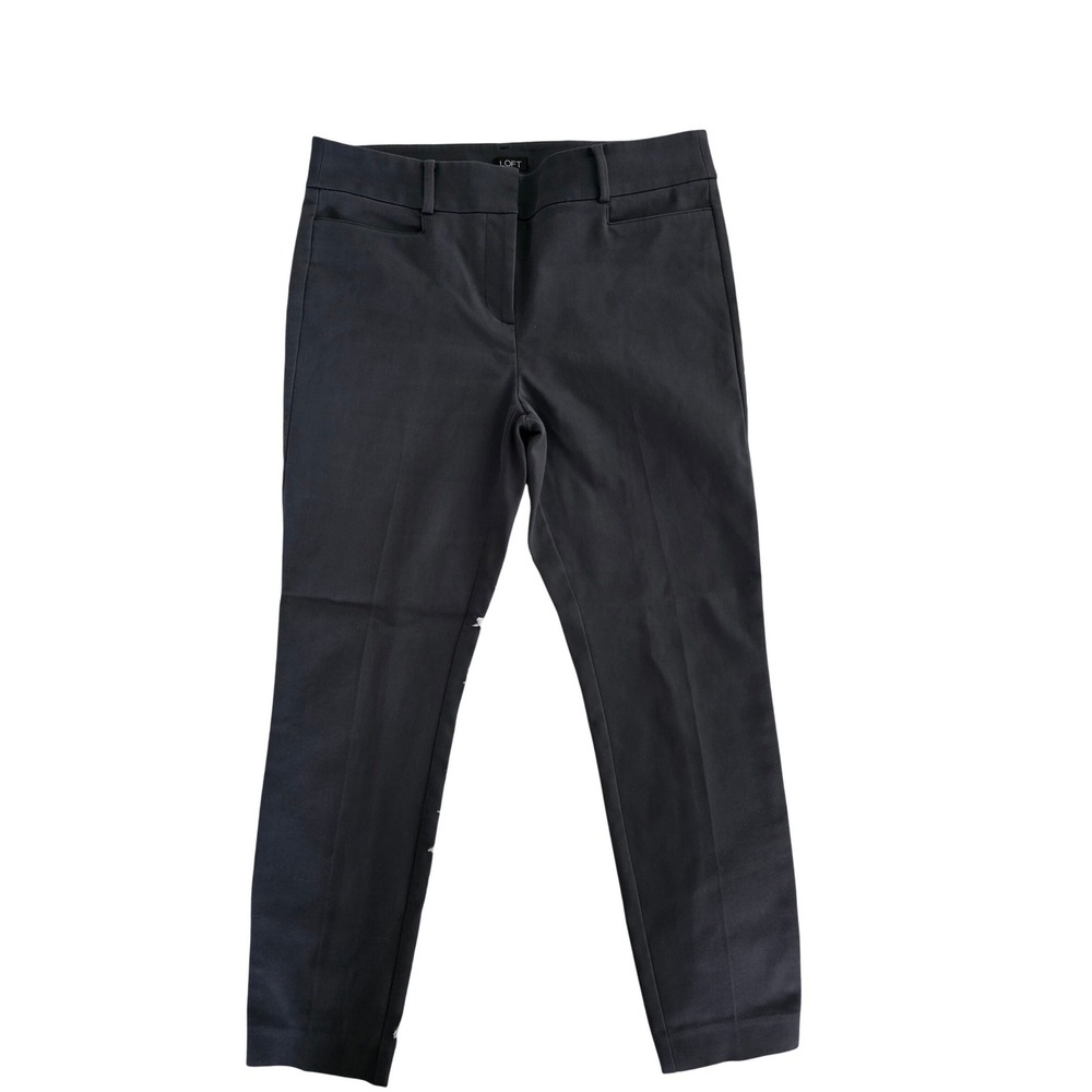 LOFT Skinny Trousers Womens 10 Charcoal Grey Stretch Business Casual Pants
